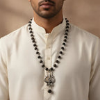 Divine Trishul Damru Karungali Mala with Premium Plating