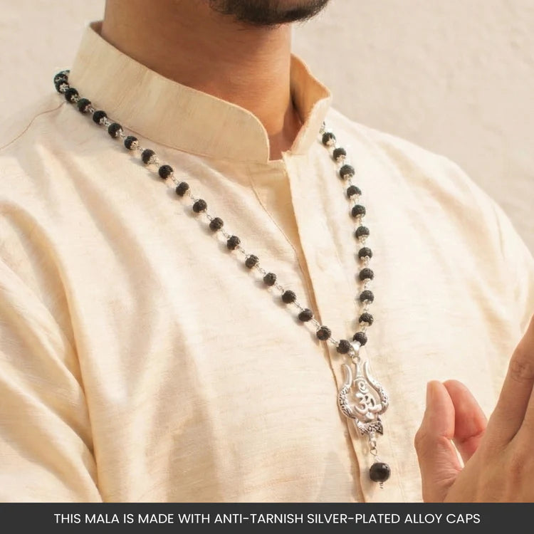 Divine Trishul Damru Karungali Mala with Premium Plating