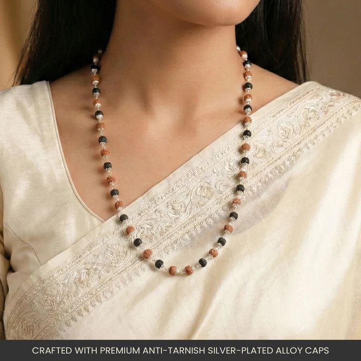 Divine Rudraksha & Karungali Mala with Premium Plating