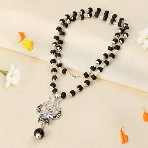 Divine Trishul Damru Karungali Mala with Premium Plating