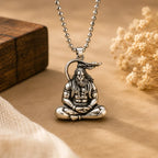 Divine Hanuman Silver Locket with Premium Stainless Chain Gift