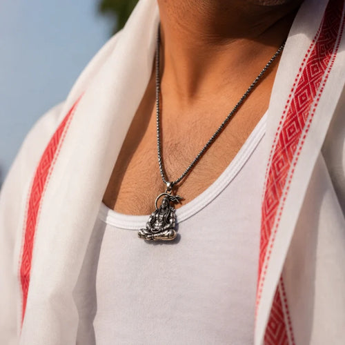 Divine Hanuman Silver Locket with Premium Stainless Chain Gift