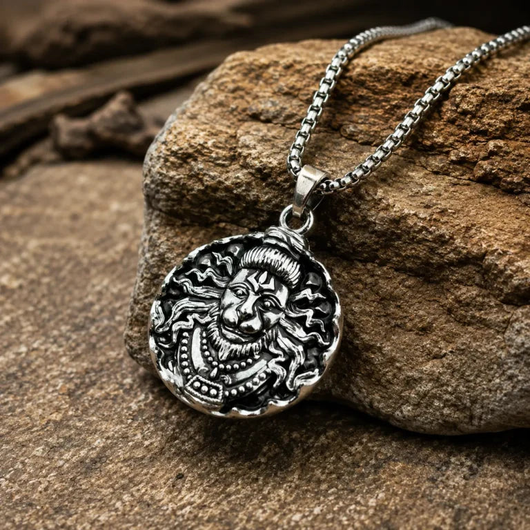 Shree Hanuman Silver Pendant with Premium Silver Finish