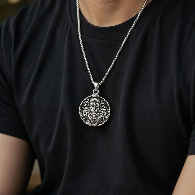 Shree Hanuman Silver Pendant with Premium Silver Finish