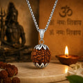 5 Mukhi Rudraksha Shiva Pendant with Premium Silver Finish & Chain