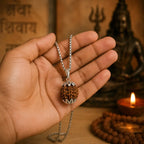 5 Mukhi Rudraksha Shiva Pendant with Premium Silver Finish & Chain