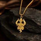 Shree Mahadev Trishul Damru Pendant with Premium Gold Finish