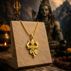 Shree Mahadev Trishul Damru Pendant with Premium Gold Finish