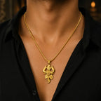 Shree Mahadev Trishul Damru Pendant with Premium Gold Finish