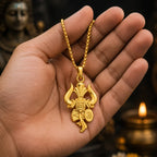 Shree Mahadev Trishul Damru Pendant with Premium Gold Finish