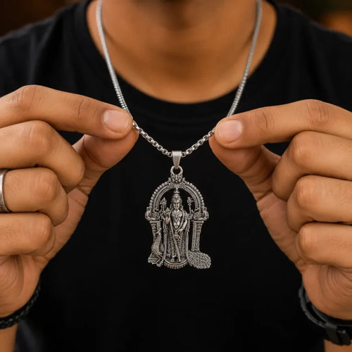 Shree Murugan Silver Pendant with Elegant Chain for Daily