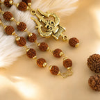 Divine Rudraksha Trishul Mala with Premium Gold Plating Finish