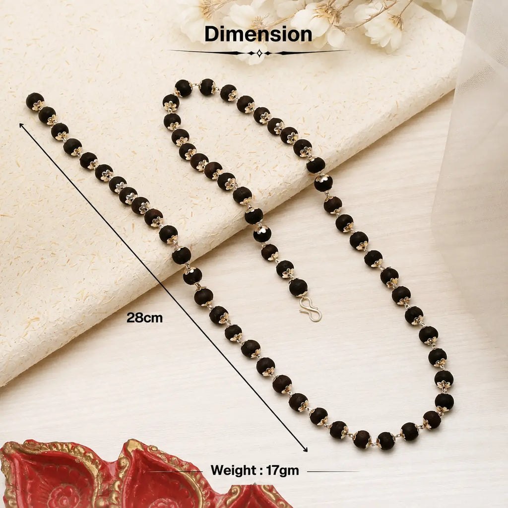 Silver Plated Eternal Karungali Mala - Natural Ebony Wood
