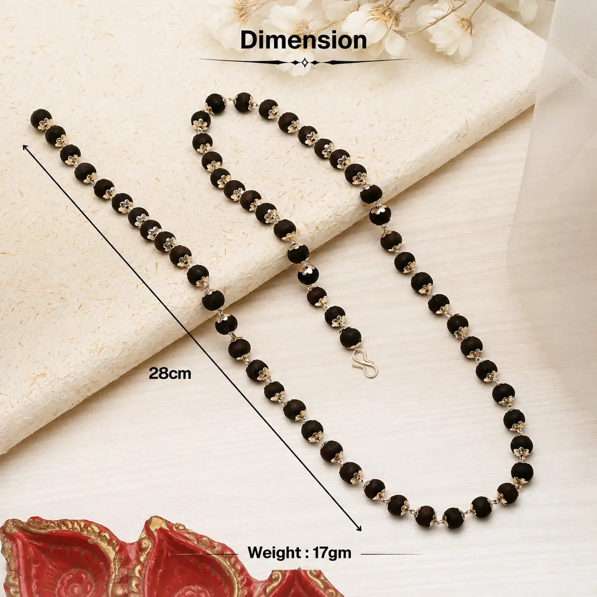 Silver Plated Eternal Karungali Mala - Natural Ebony Wood