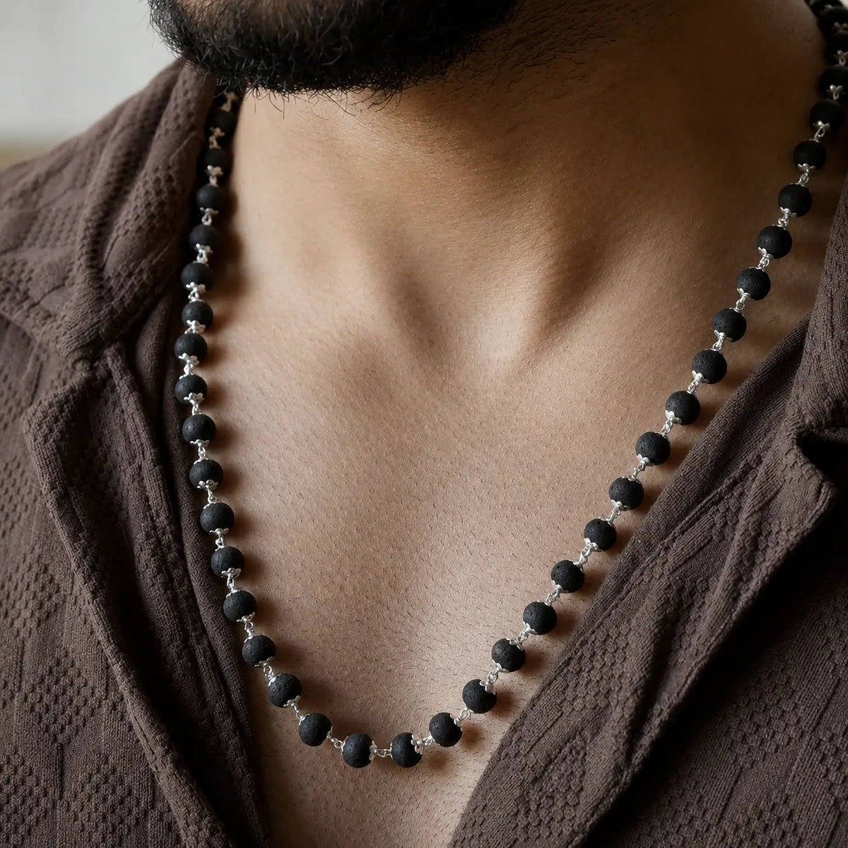 Silver Plated Eternal Karungali Mala - Natural Ebony Wood