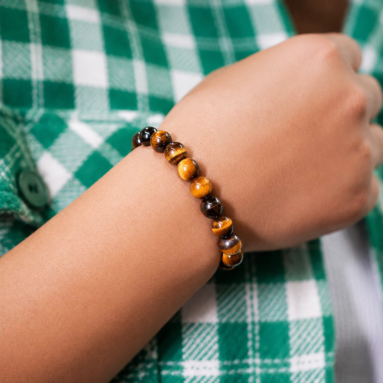 Natural Tiger Eye Stone Bracelet – Protection & Positive Energy