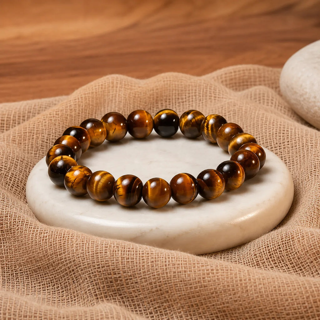 Natural Tiger Eye Stone Bracelet – Protection & Positive Energy