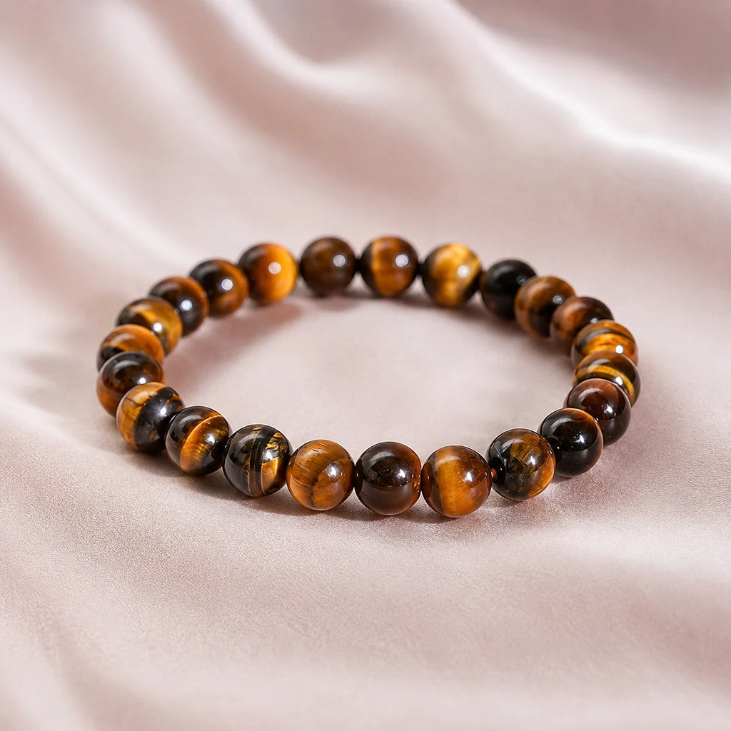 Natural Tiger Eye Stone Bracelet – Protection & Positive Energy