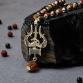 Silver Trishul Om Karungali & Rudraksha Mala