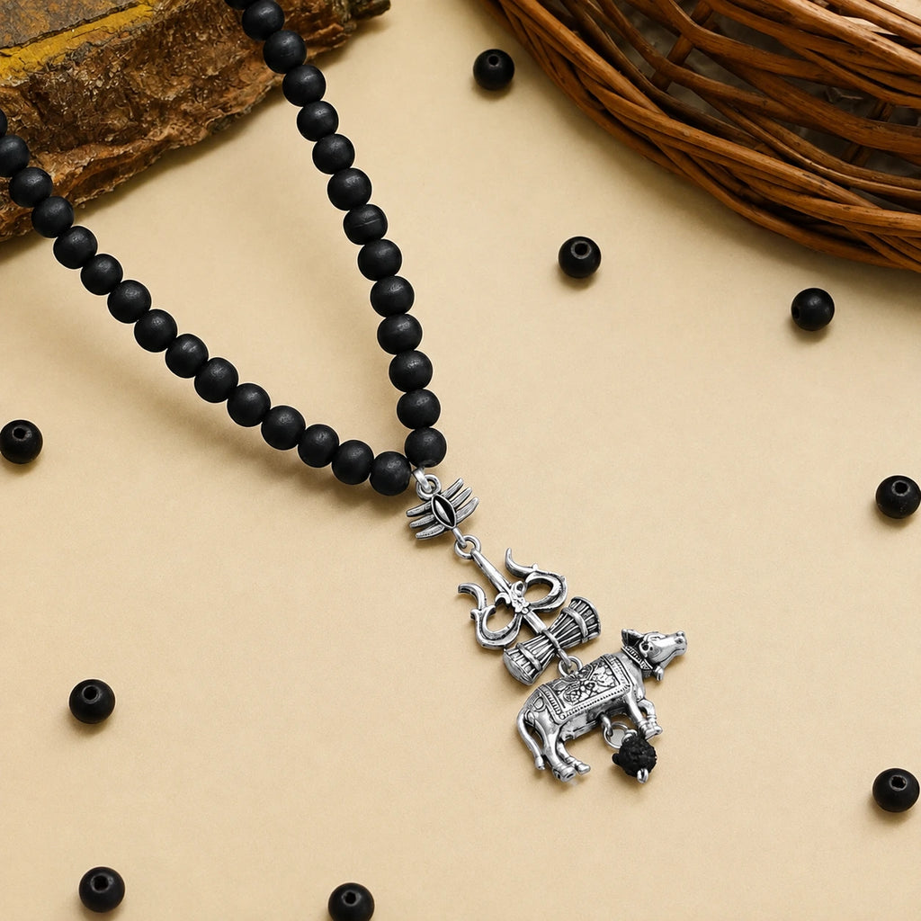 Karungali Mala with Shiv Trishul & Nandi Pendant