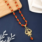 Divine Rudraksha Trishul Mala with Premium Gold Plating Finish