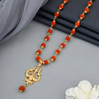Divine Rudraksha Trishul Mala with Premium Gold Plating Finish