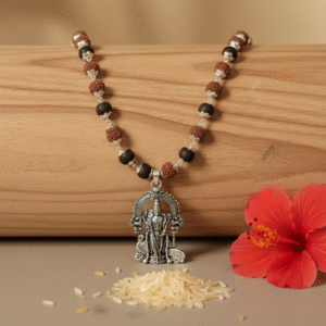 certified-karungali-malai-with-silver-plated-rudraksha-lord-murugan-pendant-protection-health-success